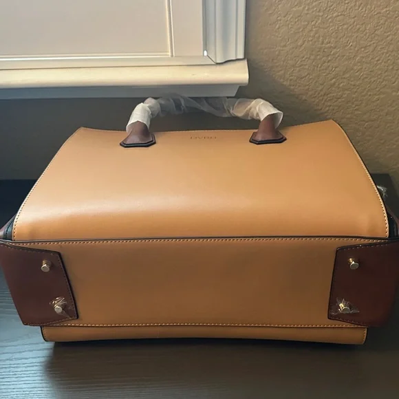 DVRH Tan Brown Black Women's Concealed Carry Leather Satchel w/Shoulder Strap - Picture 12 of 16